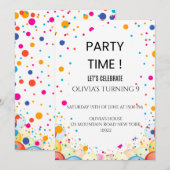 編集可能なカラフルなコンフェッティ誕生日招待状 招待状 (正面/裏面)