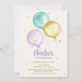 編集可能なカラフルなバルーンアーチの招待状 招待状 (正面)