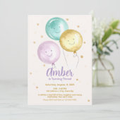 編集可能なカラフルなバルーンアーチの招待状 招待状 (スタンド正面)