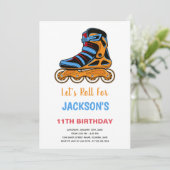 編集可能なカラフルな女の子のスケートパーティー招待状 招待状 (スタンド正面)