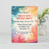 編集可能なカラフルな燃える炎 招待状 (スタンド正面)