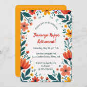 編集可能なカラフルな花と葉 招待状 (正面/裏面)