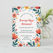 編集可能なカラフルな花と葉 招待状 (スタンド正面)