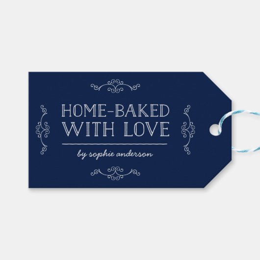 編集可能なカラーが愛焼いたで家庭を飾る ギフトタグ (正面(横))