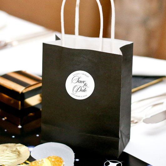 編集可能なカラーでお知らせする ミニマル モダンなSave the Date ラウンドシール