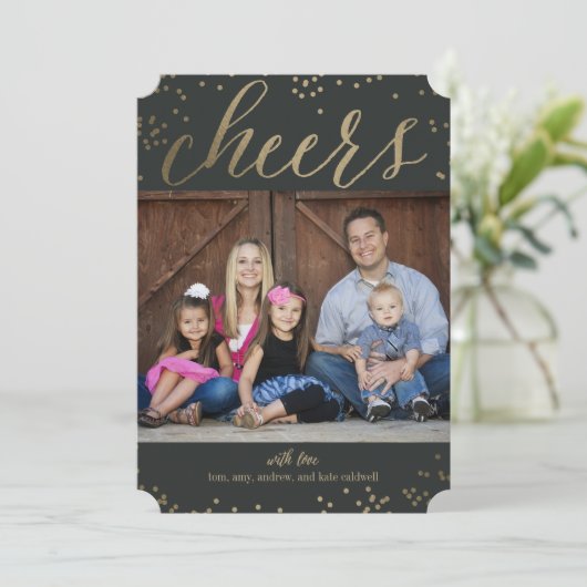 編集可能なカラーのお祝いホリデー写真カード シーズンカード (スタンド正面)