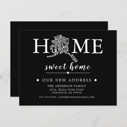 編集可能なカラーのアラスカ州の引っ越しのお知らせ 招待状 (正面/裏面)