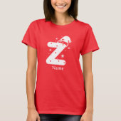 編集可能なカラーのクリスマスイニシャルカスタムネーム Tシャツ (正面)