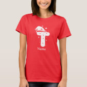 編集可能なカラーのクリスマスイニシャルカスタムネーム Tシャツ (正面)