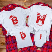 編集可能なカラーのクリスマスイニシャルカスタムネーム Tシャツ