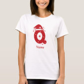 編集可能なカラーのクリスマスイニシャルカスタムネーム Tシャツ (正面)
