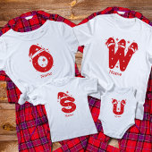 編集可能なカラーのクリスマス モノグラム カスタムネーム Tシャツ