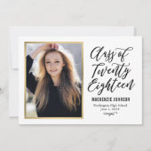 編集可能なカラーの卒業カード クラシックライティング 案内状 (正面)