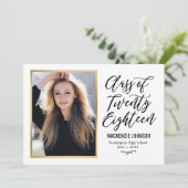編集可能なカラーの卒業カード クラシックライティング 案内状 (スタンド正面)