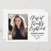 編集可能なカラーの卒業カード クラシックライティング 案内状 (正面/裏面)