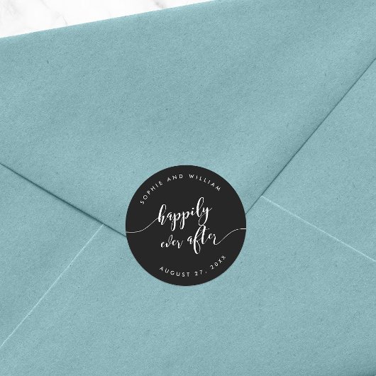 編集可能なカラーの後で幸せにスクリプトを作成結婚する ラウンドシール