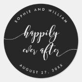 編集可能なカラーの後で幸せにスクリプトを作成結婚する ラウンドシール (正面)