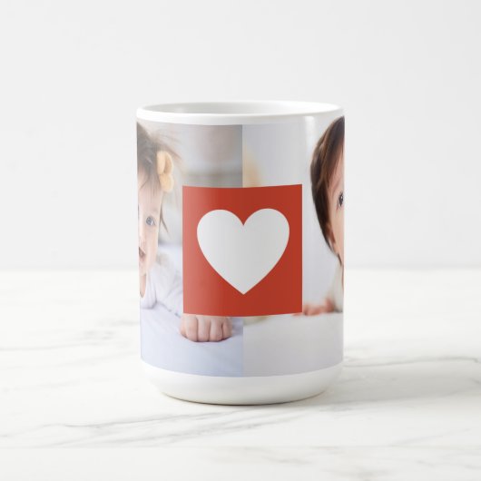 編集可能なカラーウォームラブハート写真 コーヒーマグカップ (中央)
