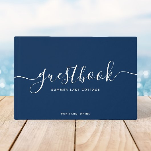 編集可能なカラーカリグラフィバケーションホームまたはレンタル ゲストブック