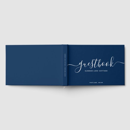 編集可能なカラーカリグラフィバケーションホームまたはレンタル ゲストブック (全面)