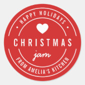編集可能なカラークリスマスジャムキッチンホリデー ラウンドシール (正面)