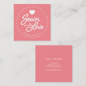 編集可能なカラースタイリッシュと愛のハートの縫い合わせ スクエア名刺 (正面/裏面)