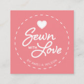 編集可能なカラースタイリッシュと愛のハートの縫い合わせ スクエア名刺 (正面)