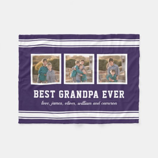 編集可能なカラースポーティ最高のーじいちゃんが写真に フリースブランケット (正面(横))