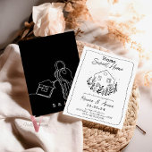 編集可能なカラーハンドドスイートハウス温暖化 招待状