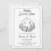 編集可能なカラーハンドドスイートハウス温暖化 招待状 (正面)