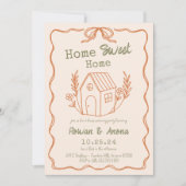 編集可能なカラーハンド描画スイートハウス暖かい招待作品 招待状 (正面)