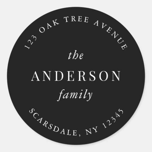 編集可能なカラーファミリー名 返信先住所 モダン ラウンドシール (正面)