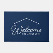 編集可能なカラーファミリ名ハウスようこそ ドアマット (正面)