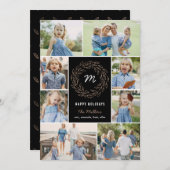 編集可能なカラーホリデーシーズンリース コラージュ写真カード シーズンカード (正面/裏面)