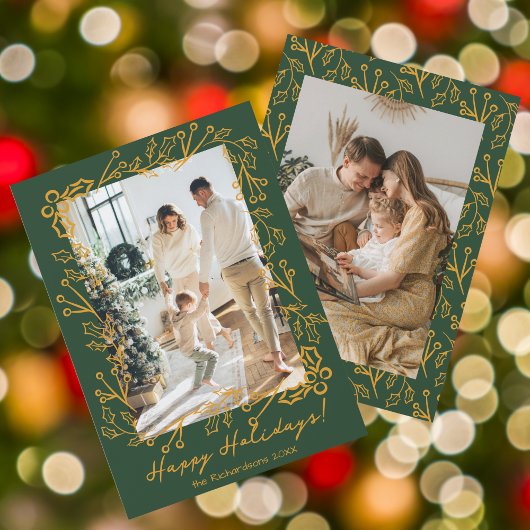 編集可能なカラーミストレットの落書き2枚の写真が幸せ シーズンカード