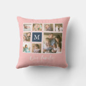 編集可能なカラーモノグラム 家族の写真コラージュ クッション (裏面)