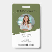 編集可能なカラー従業員ID写真、QRおよびバーコード バッジ (Front)
