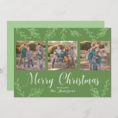 編集可能なカラー手描きの葉のクリスマス写真 シーズンカード (正面/裏面)