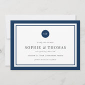 編集可能なカラー クラシック モノグラム セーブ・ザ・デート 招待状 (正面)