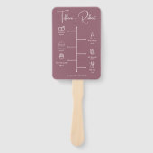 編集可能なカラー ダスティピンクの結婚式のタイムライン ハンドファン (正面)