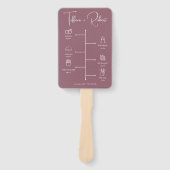 編集可能なカラー ダスティ ピンク ウェディング タイムライン ハンドファン (正面)