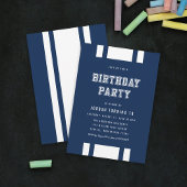 編集可能なカラー・ヴァーシティ・あらゆる年齢の誕生日パーティー 招待状