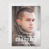 編集可能なカラー ヴァーシティ フォト 卒業発表 招待状 (正面)