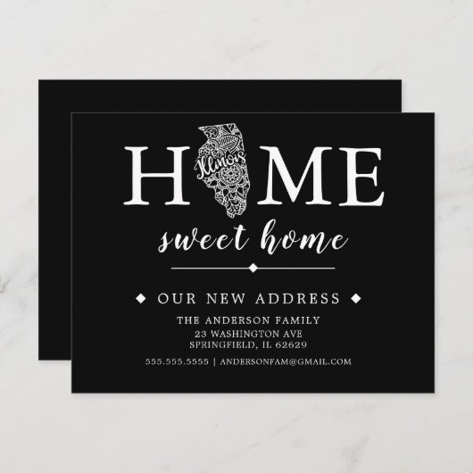 編集可能なカラー ILLINOIS 引っ越しのお知らせ 招待状 (正面/裏面)