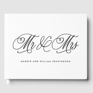 編集可能なカラーMr & Mrsエレガント Script結婚's ゲストブック