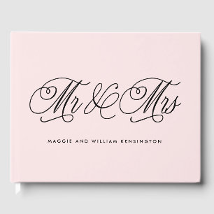編集可能なカラーMr & Mrsエレガント Script結婚's ゲストブック