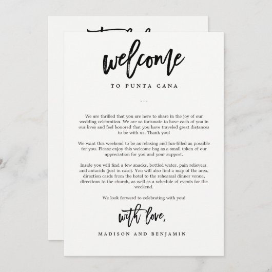 編集可能なカ結婚ラーのウェルカムレター旅程表 サンキューカード (正面/裏面)