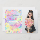 編集可能なキャンディー誕生日写真招待状 招待状 (正面)
