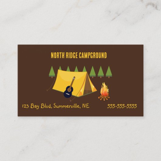 編集可能なキャンプ場 名刺 (正面)