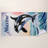 編集可能なクジラ ビーチタオル (正面)